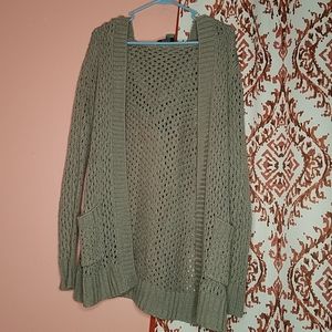 Hooded mesh-like cardigan